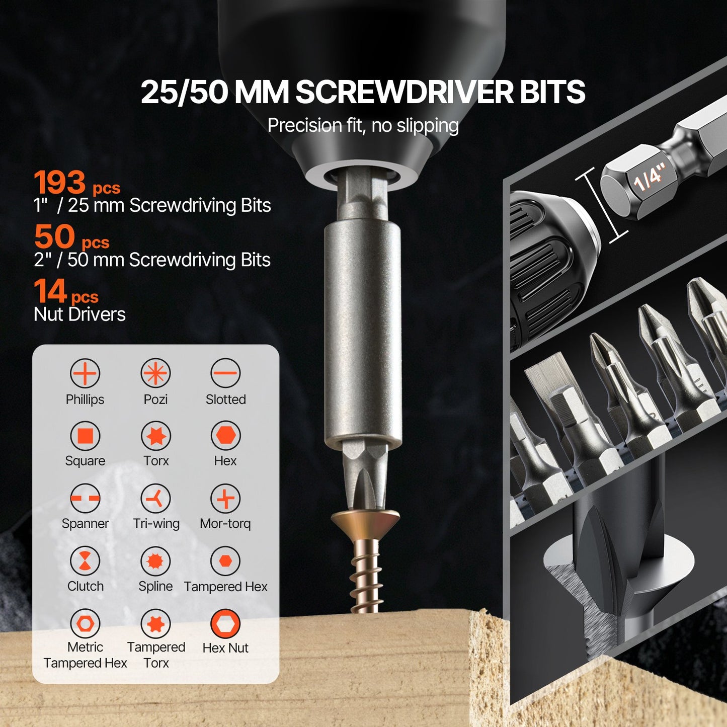 Drill Bit Set, 318 Pieces Drill and Driver Bit Set, Screwdriver Bit Set Suitable for Wood Metal Cement V952-CJZHQZTZ300PEZ4SBV0