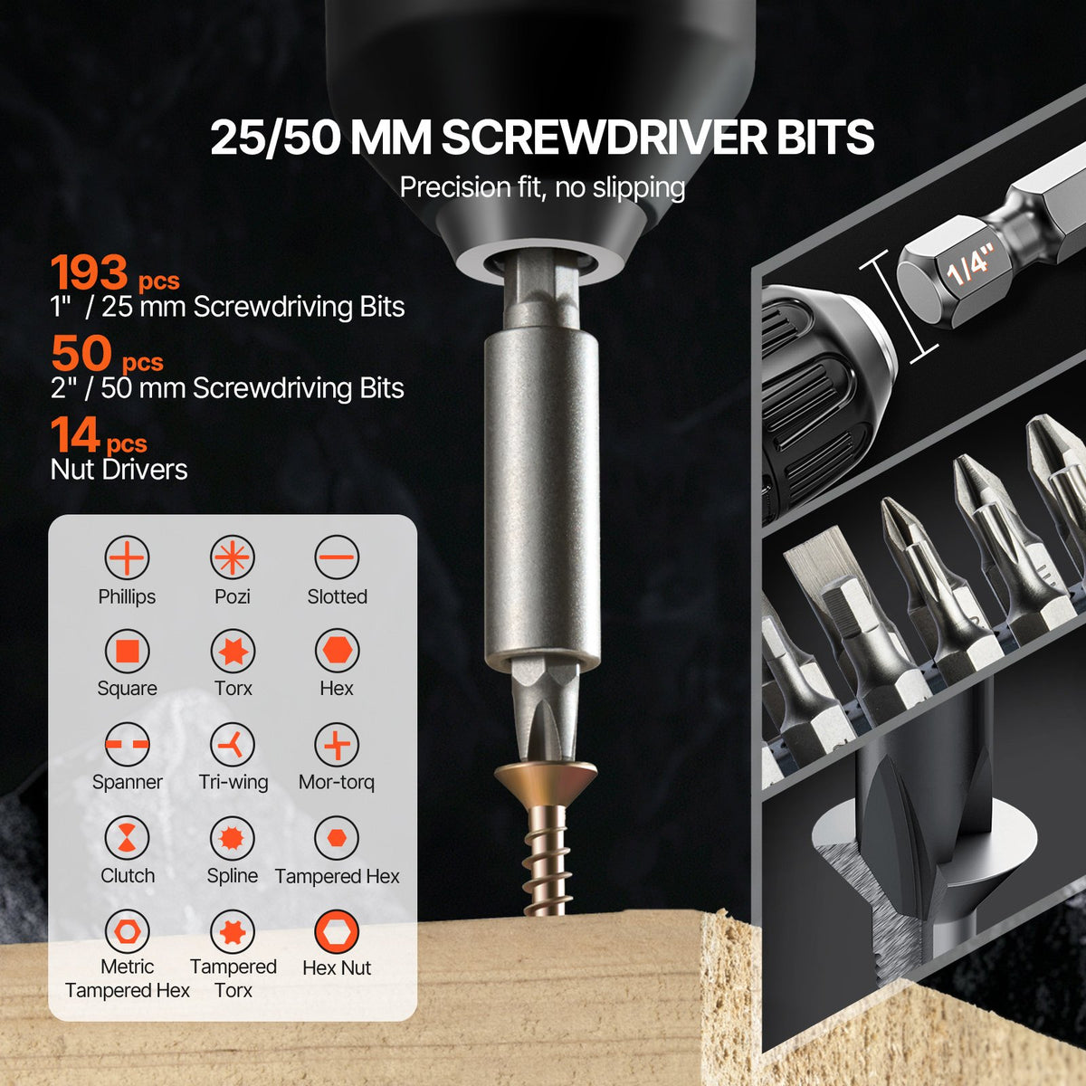 Drill Bit Set, 318 Pieces Drill and Driver Bit Set, Screwdriver Bit Set Suitable for Wood Metal Cement V952-CJZHQZTZ300PEZ4SBV0