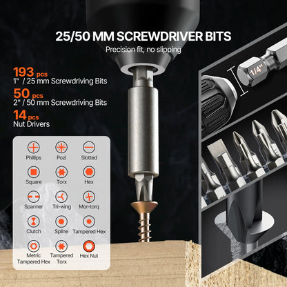 Drill Bit Set, 318 Pieces Drill and Driver Bit Set, Screwdriver Bit Set Suitable for Wood Metal Cement V952-CJZHQZTZ300PEZ4SBV0
