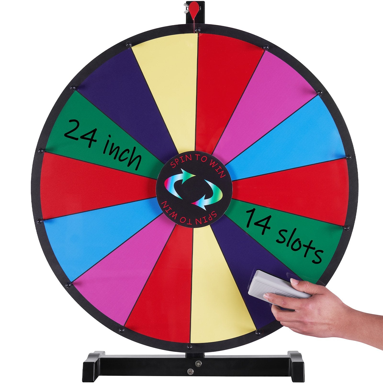24 inch Spinning Prize Wheel, 14 Slots Tabletop Spinner, Heavy Duty Roulette Wheel with a Dry Erase and 2 V952-CJZLJP24YCGD8WSCVV0