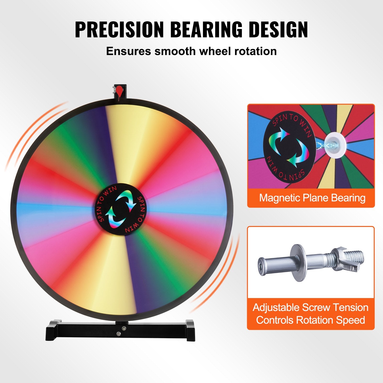 24 inch Spinning Prize Wheel, 14 Slots Tabletop Spinner, Heavy Duty Roulette Wheel with a Dry Erase and 2 V952-CJZLJP24YCGD8WSCVV0