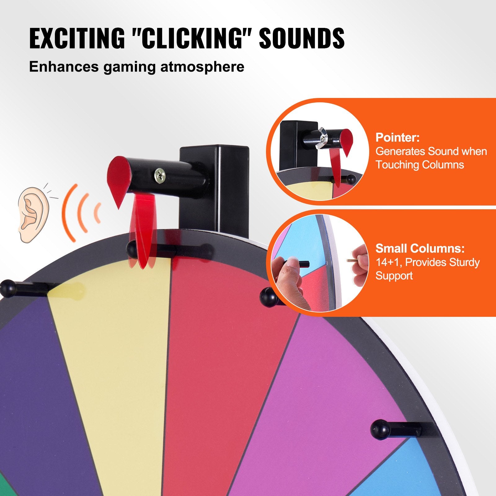 24 inch Spinning Prize Wheel, 14 Slots Tabletop Spinner, Heavy Duty Roulette Wheel with a Dry Erase and 2 V952-CJZLJP24YCGD8WSCVV0