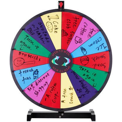 24 inch Spinning Prize Wheel, 14 Slots Tabletop Spinner, Heavy Duty Roulette Wheel with a Dry Erase and 2 V952-CJZLJP24YCGD8WSCVV0