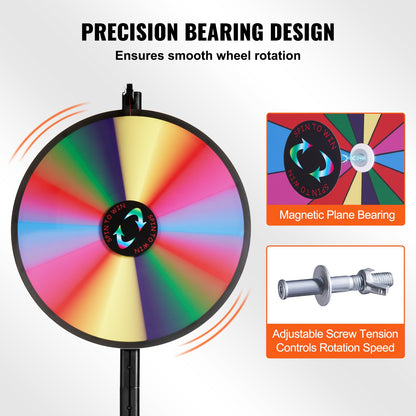 24 inch Spinning Prize Wheel, 14 Slots Spinning Wheel, Roulette Wheel with a Dry Erase and 2 Markers, V952-CJZLJP24YCLDOLAIQV0