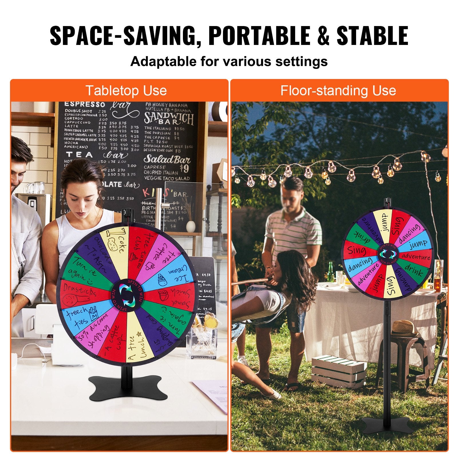 24 inch Spinning Prize Wheel, 14 Slots Spinning Wheel, Roulette Wheel with a Dry Erase and 2 Markers, V952-CJZLJP24YCLDOLAIQV0