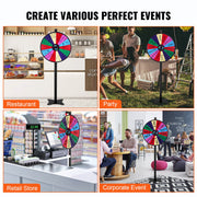 24 inch Spinning Prize Wheel, 14 Slots Spinning Wheel, Roulette Wheel with a Dry Erase and 2 Markers, V952-CJZLJP24YCLDOLAIQV0