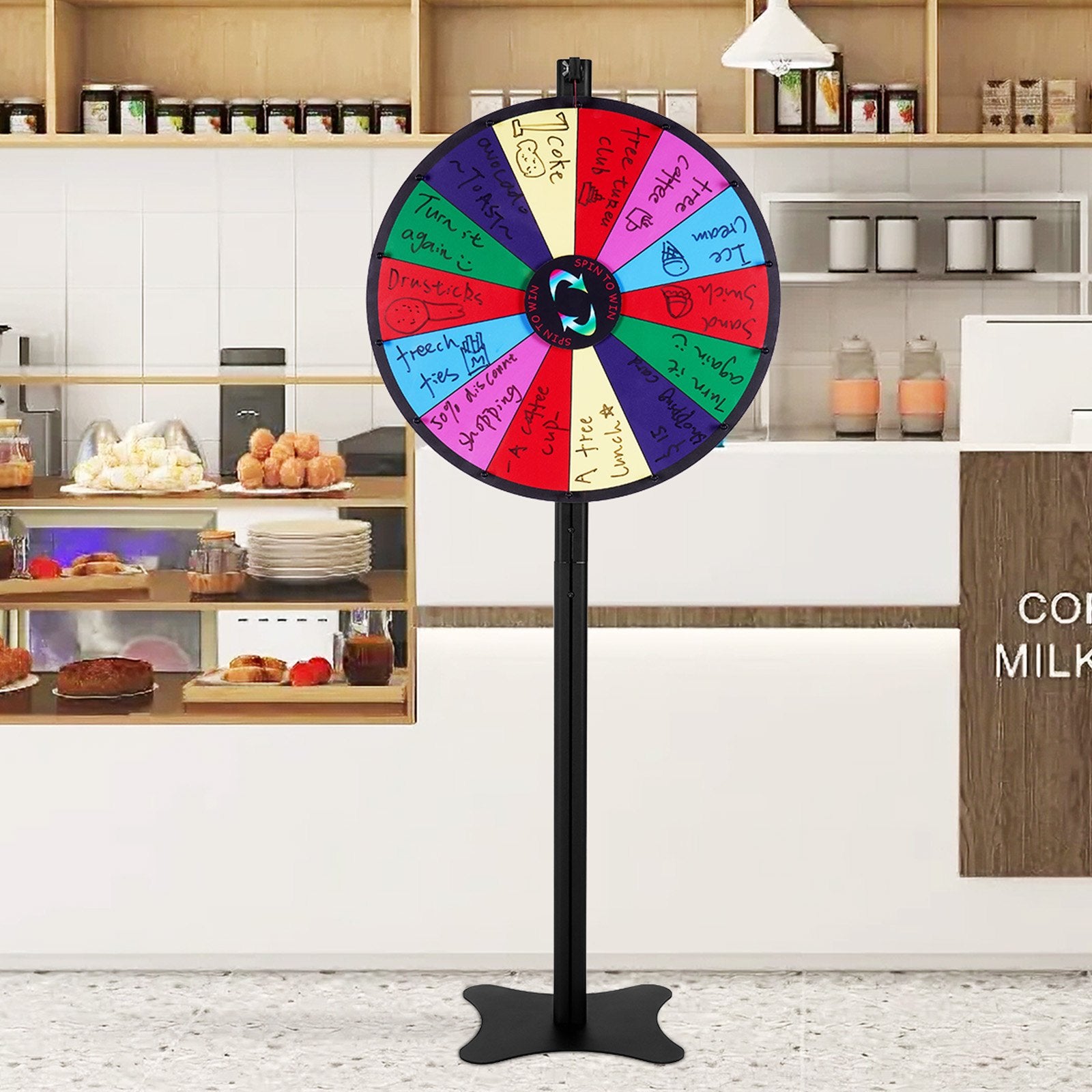 24 inch Spinning Prize Wheel, 14 Slots Spinning Wheel, Roulette Wheel with a Dry Erase and 2 Markers, V952-CJZLJP24YCLDOLAIQV0