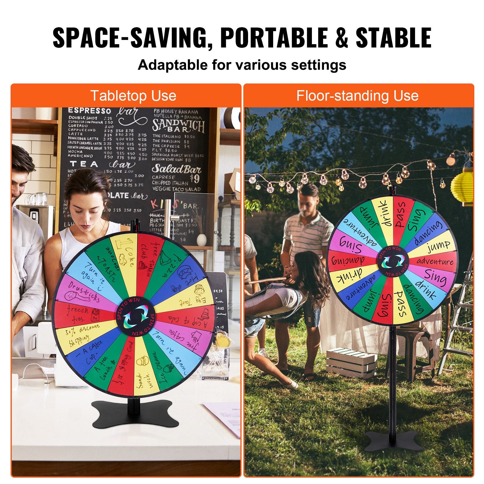 36 inch Spinning Prize Wheel, 18 Slots Spinning Wheel, Roulette Wheel with a Dry Erase and 2 Markers, V952-CJZLJP36YCLD348OOV0