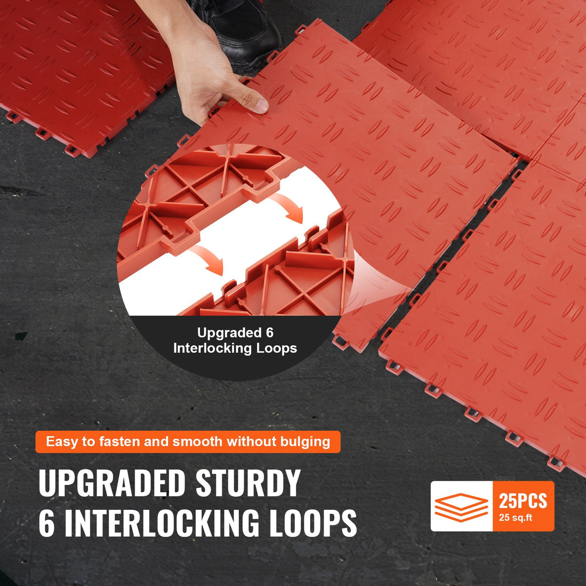 Garage Tiles Interlocking, 12 x 12 x 0.53 inch 25 Pack Garage Floor Covering Tiles, Non-Slip Double-Sided V952-CKDDHSJ251212BWPIV0