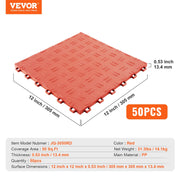 Garage Tiles Interlocking 12x12 in 50 Pack Garage Flooring Tiles Red V952-CKDDHSJ501212FZ13V0