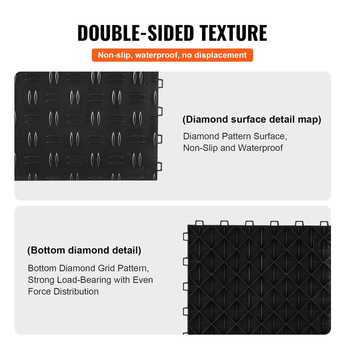 Garage Tiles Interlocking, 12 x 12 x 0.53 inch 50 Pack Garage Floor Covering Tiles, Non-Slip Double-Sided V952-CKDDHSJ501212XQF0V0