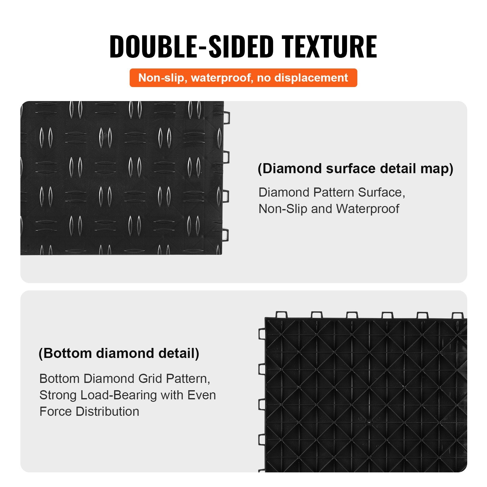 Garage Tiles Interlocking, 12 x 12 x 0.53 inch 50 Pack Garage Floor Covering Tiles, Non-Slip Double-Sided V952-CKDDHSJ501212XQF0V0