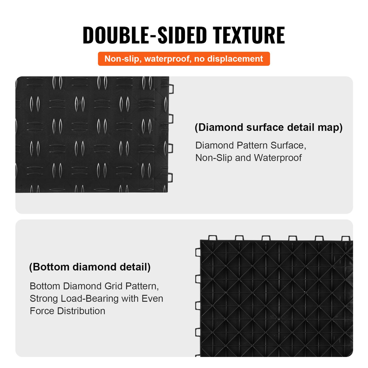 Garage Tiles Interlocking, 12 x 12 x 0.53 inch 50 Pack Garage Floor Covering Tiles, Non-Slip Double-Sided V952-CKDDHSJ501212XQF0V0