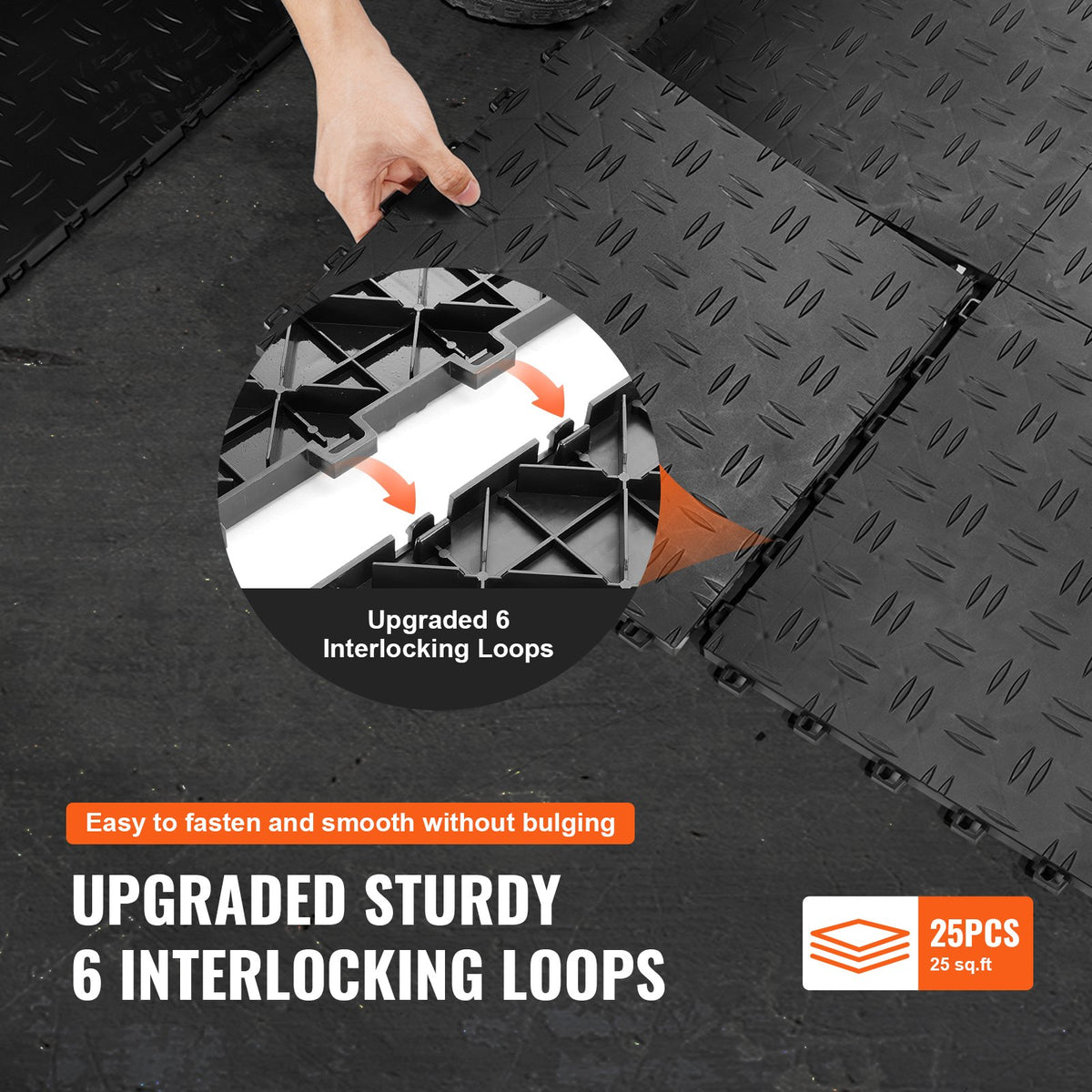 Garage Tiles Interlocking, 12 x 12 x 0.53 inch 50 Pack Garage Floor Covering Tiles, Non-Slip Double-Sided V952-CKDDHSJ501212XQF0V0