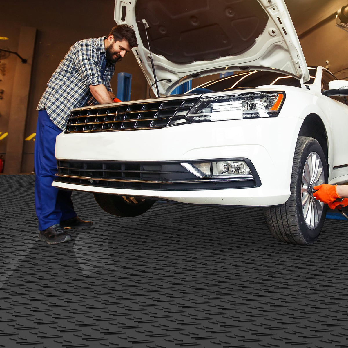 Garage Tiles Interlocking, 12 x 12 x 0.53 inch 50 Pack Garage Floor Covering Tiles, Non-Slip Double-Sided V952-CKDDHSJ501212XQF0V0