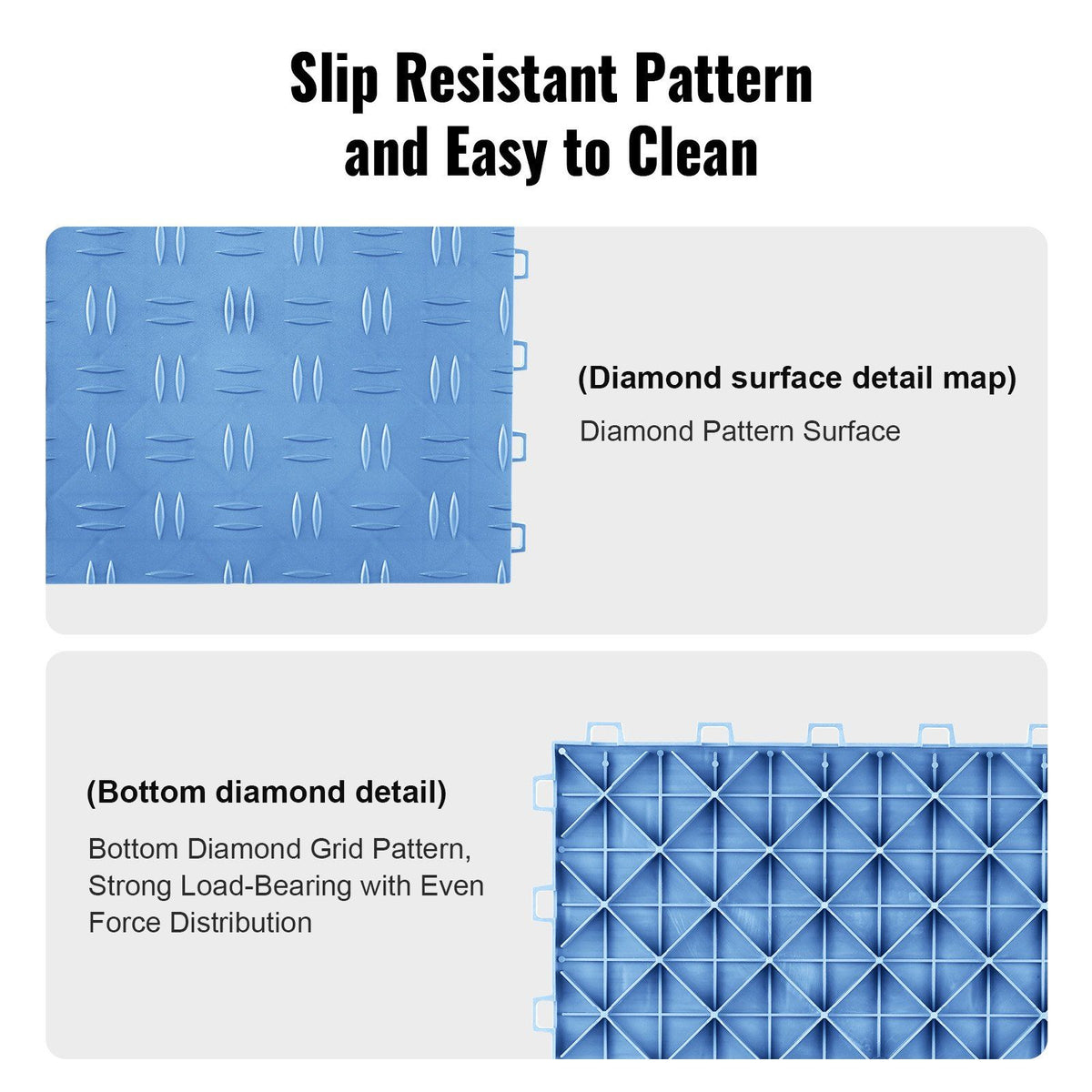 Garage Tiles Interlocking, 305 x 305 x 13.4 mm 50 Pack Garage Floor Covering Tiles, Non-Slip Double-Sided V952-CKDDLSJ501212K34WV0