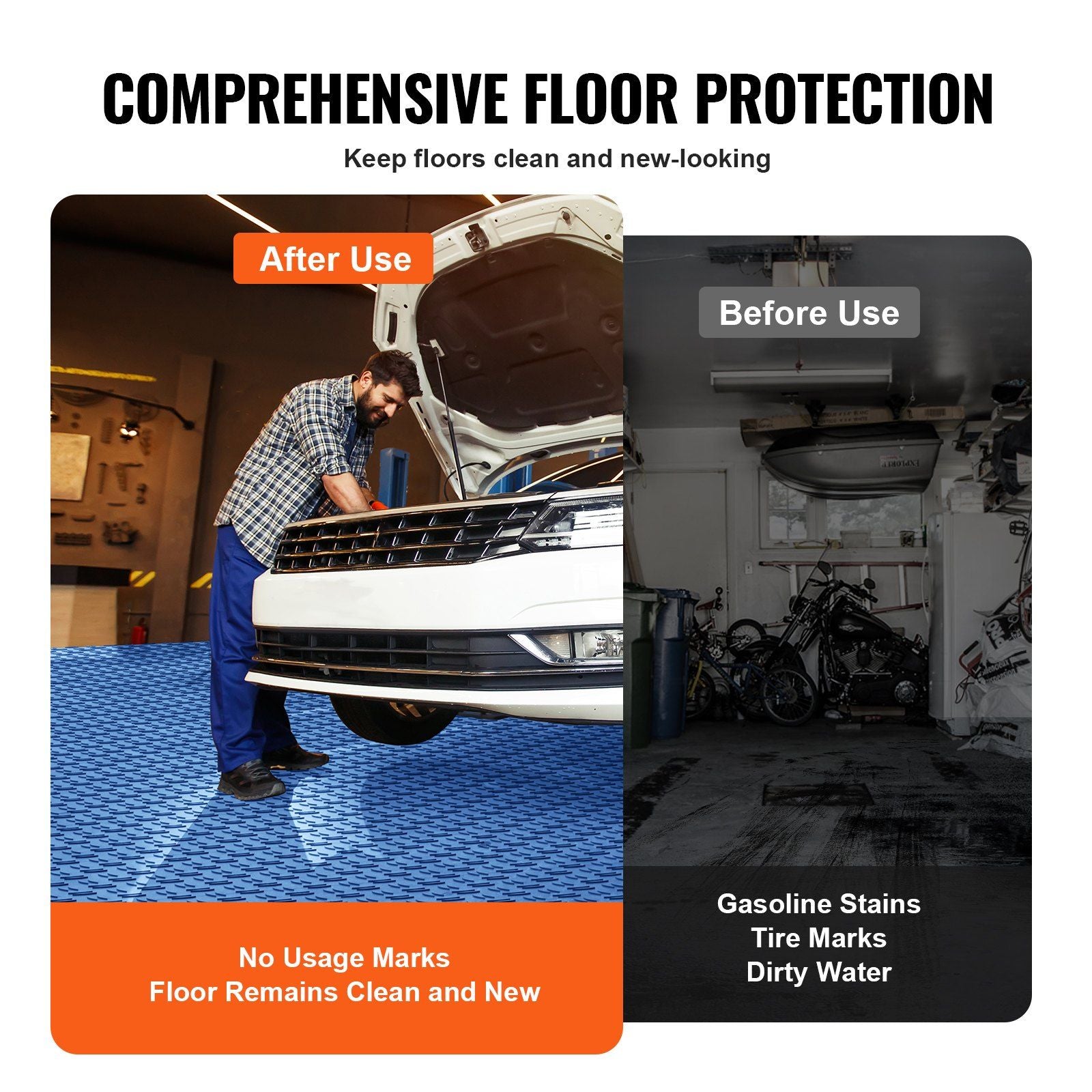 Garage Tiles Interlocking, 305 x 305 x 13.4 mm 50 Pack Garage Floor Covering Tiles, Non-Slip Double-Sided V952-CKDDLSJ501212K34WV0