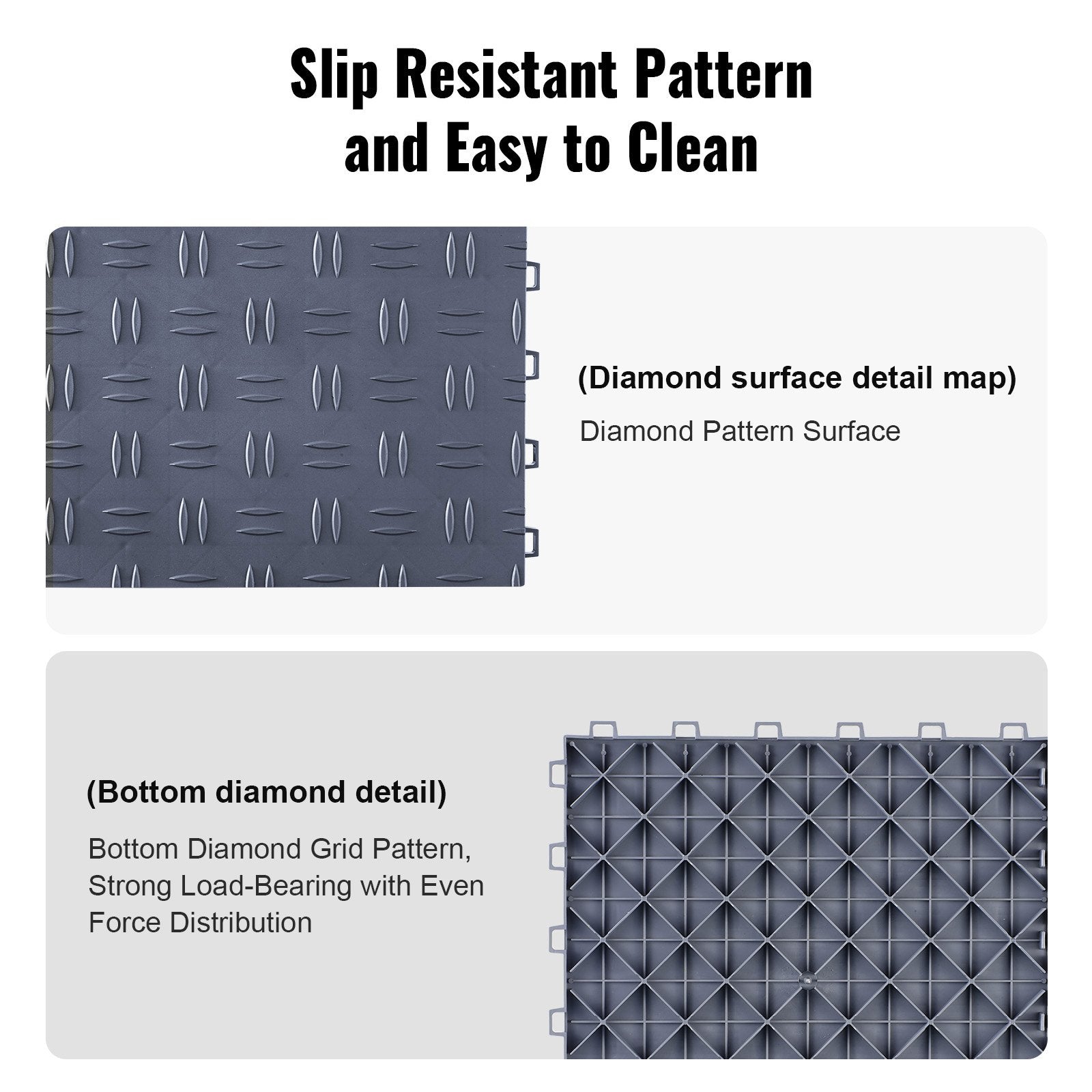 Garage Tiles Interlocking, 12 x 12 x 0.53 inch 25 Pack Garage Floor Covering Tiles, Non-Slip Double-Sided V952-CKDDSMH251212F3N8V0