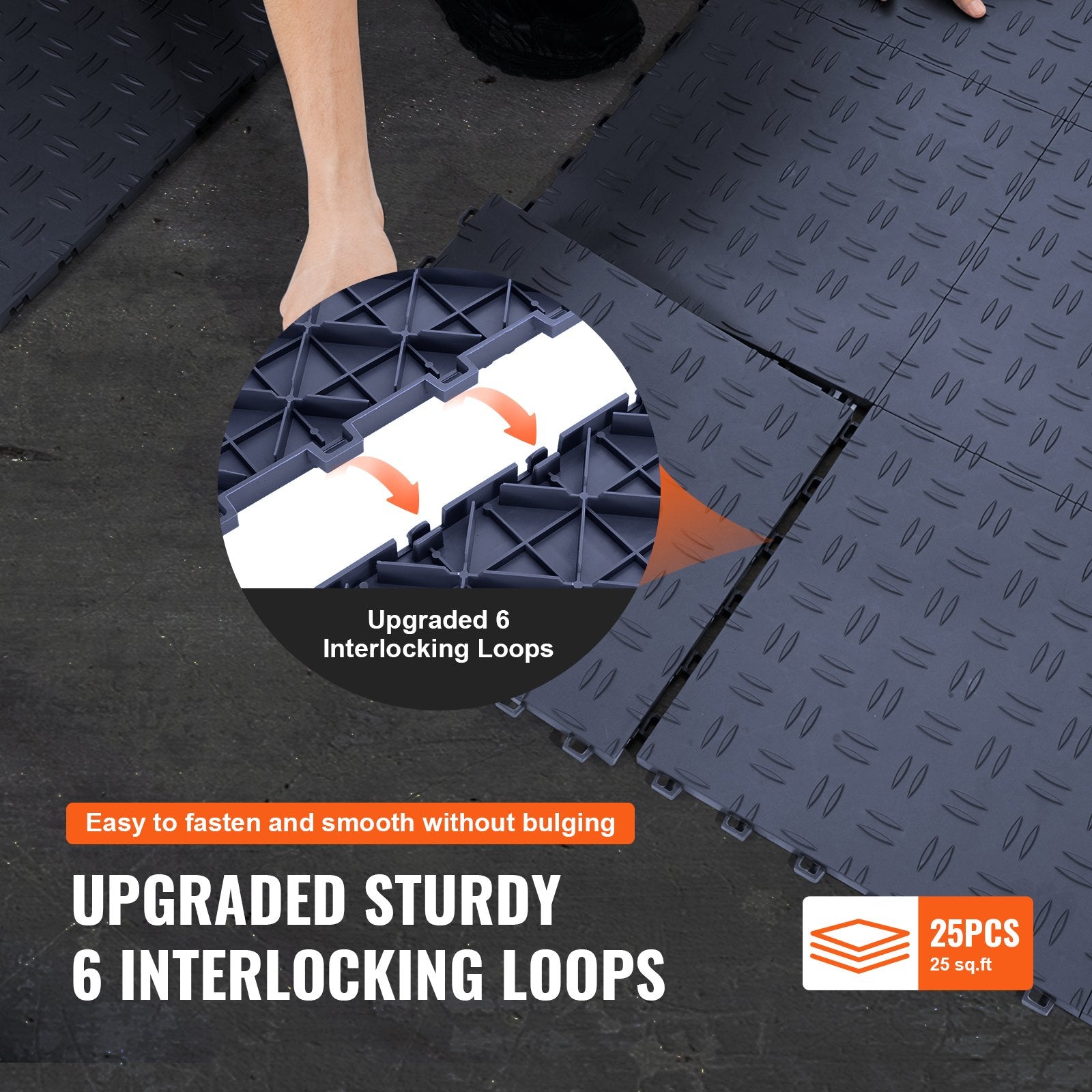 Garage Tiles Interlocking, 12 x 12 x 0.53 inch 25 Pack Garage Floor Covering Tiles, Non-Slip Double-Sided V952-CKDDSMH251212F3N8V0