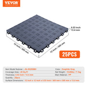 Garage Tiles Interlocking, 12 x 12 x 0.53 inch 25 Pack Garage Floor Covering Tiles, Non-Slip Double-Sided V952-CKDDSMH251212F3N8V0