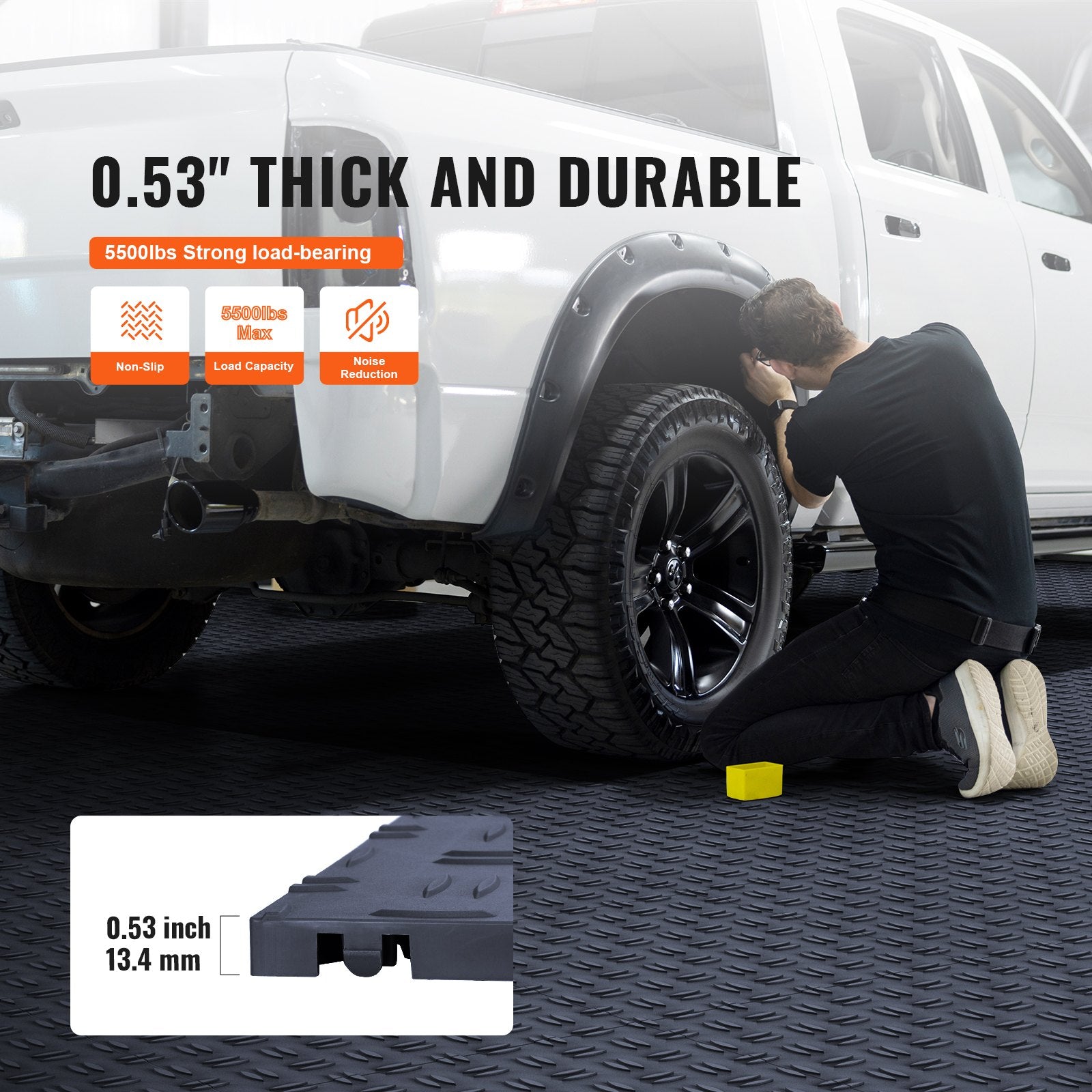 Garage Tiles Interlocking, 12 x 12 x 0.53 inch 50 Pack Garage Floor Covering Tiles, Non-Slip Double-Sided V952-CKDDSMH501212WO1OV0