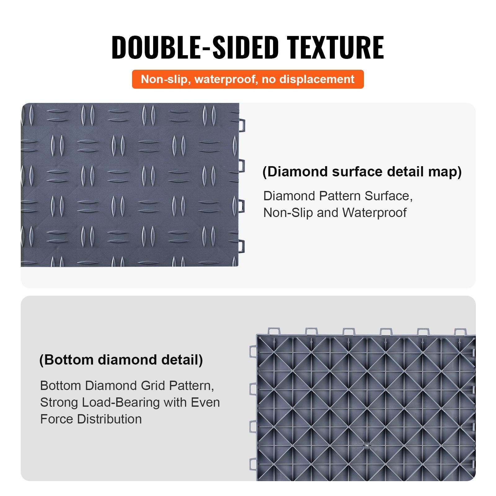 Garage Tiles Interlocking, 12 x 12 x 0.53 inch 50 Pack Garage Floor Covering Tiles, Non-Slip Double-Sided V952-CKDDSMH501212WO1OV0