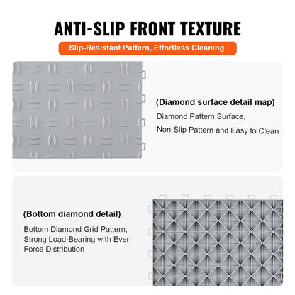 Garage Tiles Interlocking, 305 x 305 x 13.4 mm 25 Pack Garage Floor Covering Tiles, Non-Slip Double-Sided V952-CKDDYSJ2512128VEAV0