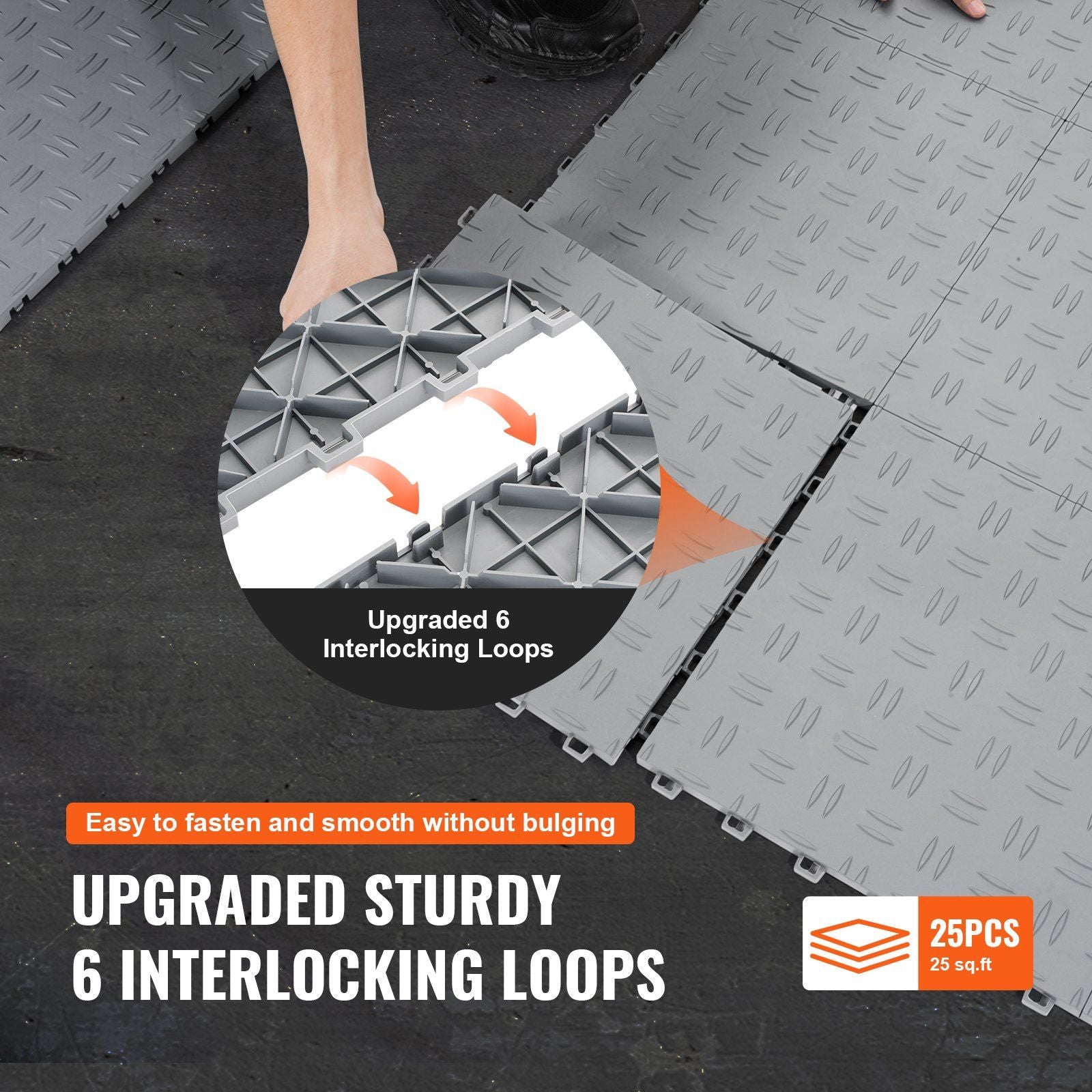 Garage Tiles Interlocking, 305 x 305 x 13.4 mm 25 Pack Garage Floor Covering Tiles, Non-Slip Double-Sided V952-CKDDYSJ2512128VEAV0