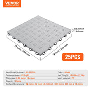 Garage Tiles Interlocking, 305 x 305 x 13.4 mm 25 Pack Garage Floor Covering Tiles, Non-Slip Double-Sided V952-CKDDYSJ2512128VEAV0