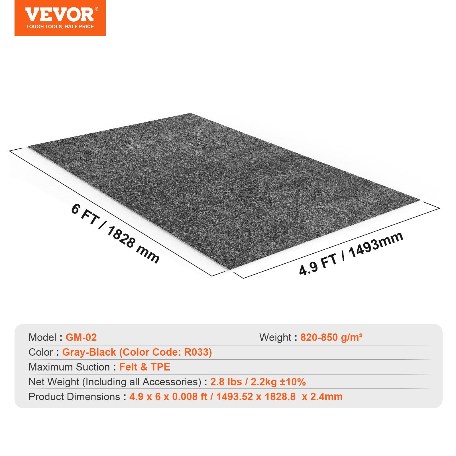 Waterproof Garage Floor Mat for Under Car, 1.49x1.8M Compact Size Heavy Duty Containment Mat with Strong V952-CKDT49X6HHS0UQDY5V0