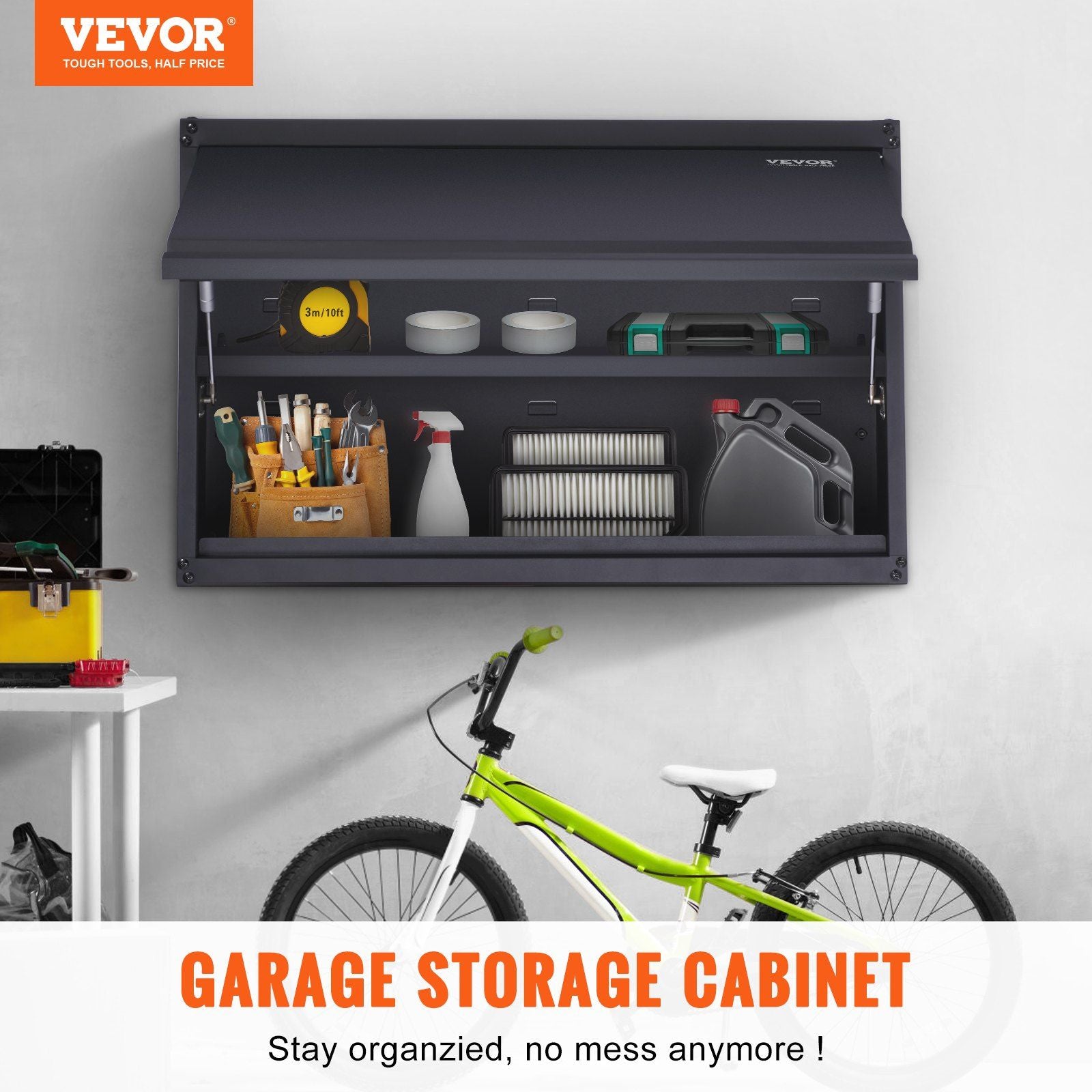 Metal Storage Cabinet, 54.4 kg Load Capacity per Shelf, 50.8 cm Tall Wall-Mounted Powder-Coating Steel Garage V952-CKGJJXJSBGJHHZ7OJV0