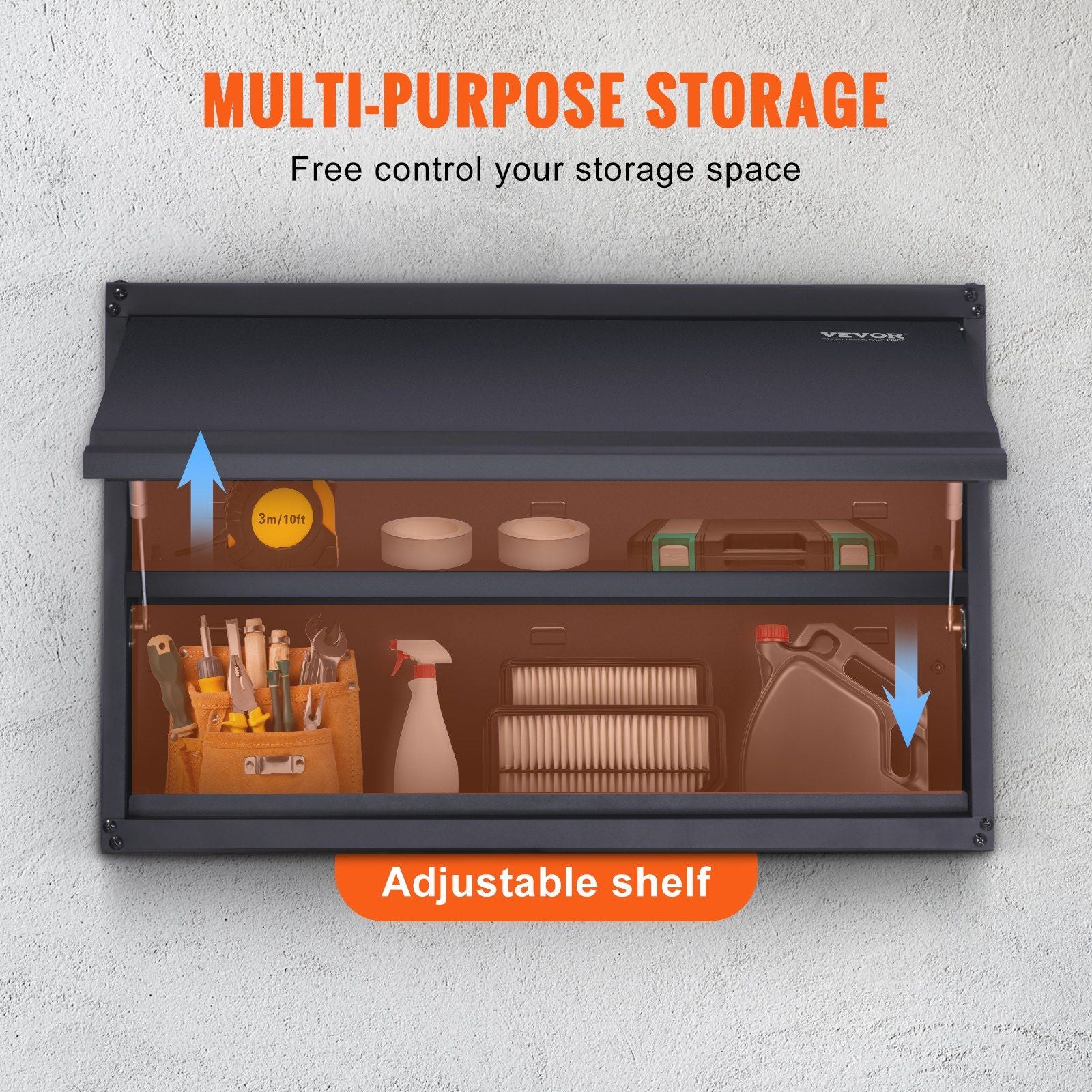 Metal Storage Cabinet, 54.4 kg Load Capacity per Shelf, 50.8 cm Tall Wall-Mounted Powder-Coating Steel Garage V952-CKGJJXJSBGJHHZ7OJV0