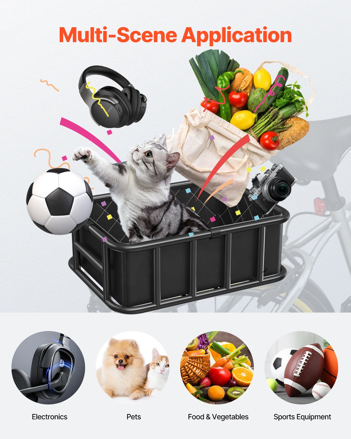 Rear Bike Basket Large Bicycle Basket with Cargo Net Rainproof Cover Liner V952-CKHXJSGZYNCBP96PNV0