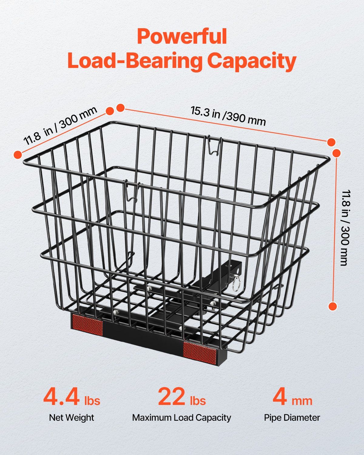 Scooter Rear Basket, Heavy Duty Metal Wire Basket with Handle, Spacious Cargo Basket, Works with 1-inch V952-CKHXJSSZWNCBHGDPJV0