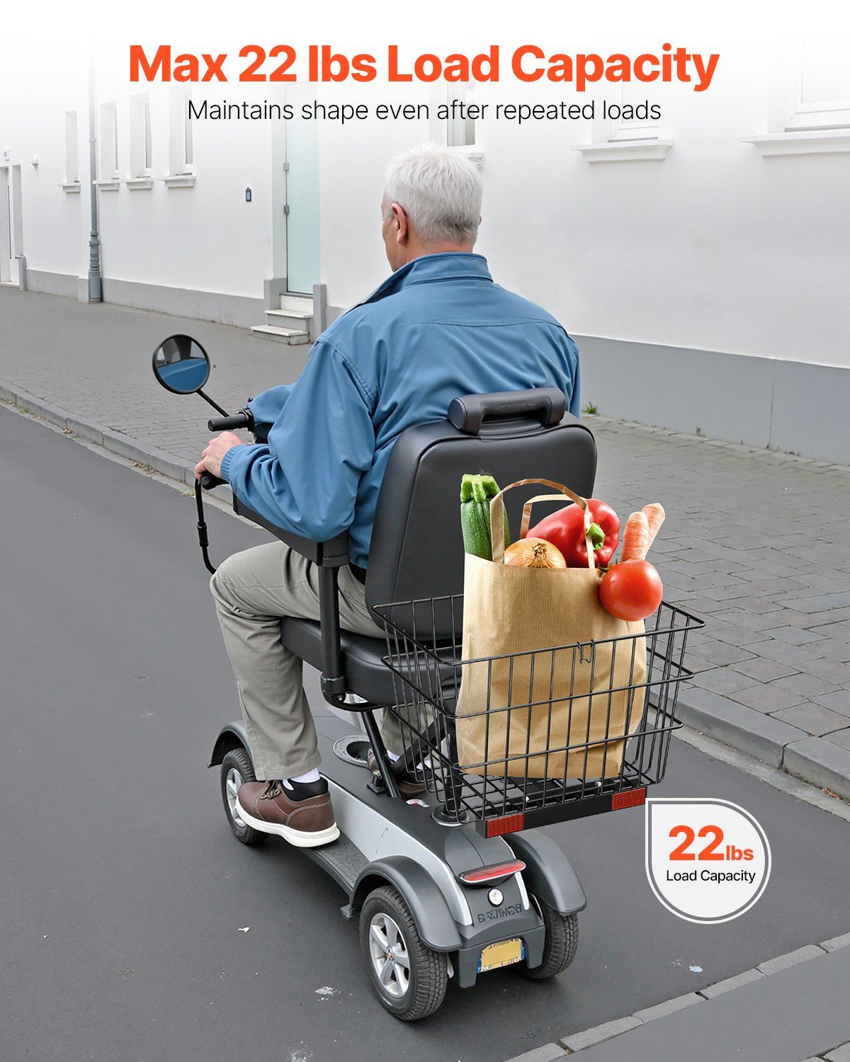 Scooter Rear Basket, Heavy Duty Metal Wire Basket with Handle, Spacious Cargo Basket, Works with 1-inch V952-CKHXJSSZWNCBHGDPJV0