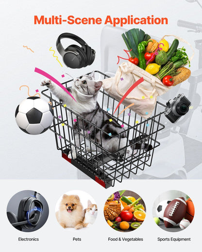 Scooter Rear Basket, Heavy Duty Metal Wire Basket with Handle, Spacious Cargo Basket, Works with 1-inch V952-CKHXJSSZWNCBHGDPJV0