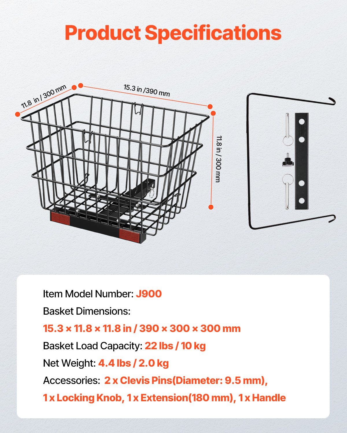 Scooter Rear Basket, Heavy Duty Metal Wire Basket with Handle, Spacious Cargo Basket, Works with 1-inch V952-CKHXJSSZWNCBHGDPJV0
