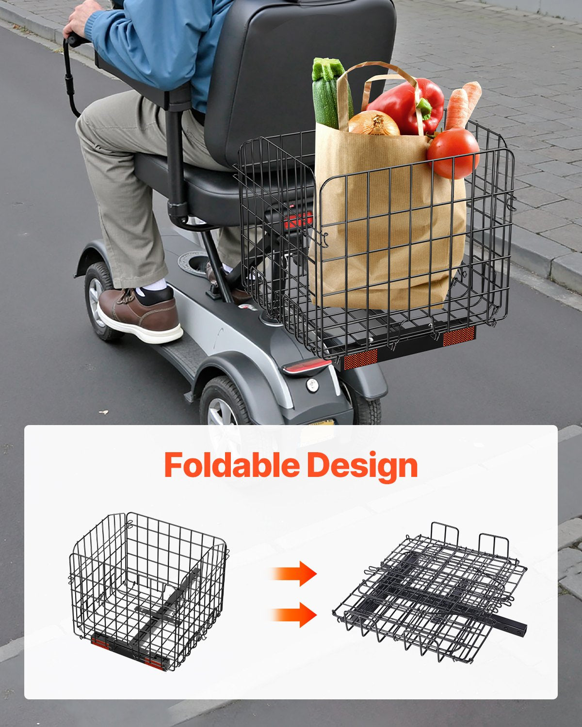 Scooter Rear Basket, Folding Metal Wire Basket, Heavy Duty & Spacious Cargo Basket, Works with 1-inch V952-CKHXJSSZWNCKSKD1LV0