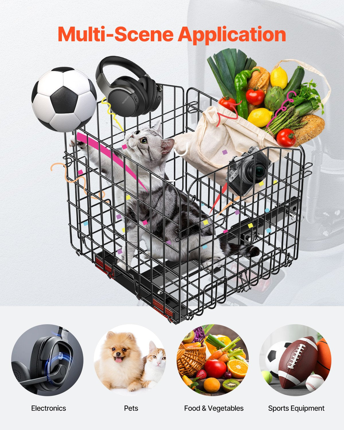 Scooter Rear Basket, Folding Metal Wire Basket, Heavy Duty & Spacious Cargo Basket, Works with 1-inch V952-CKHXJSSZWNCKSKD1LV0