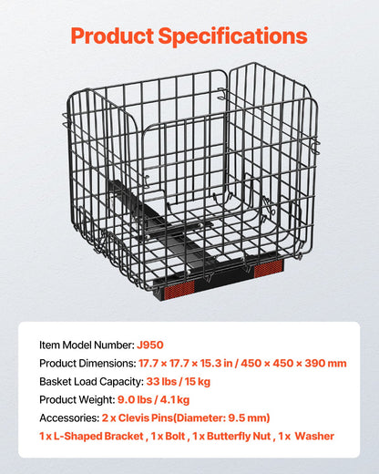 Scooter Rear Basket, Folding Metal Wire Basket, Heavy Duty & Spacious Cargo Basket, Works with 1-inch V952-CKHXJSSZWNCKSKD1LV0