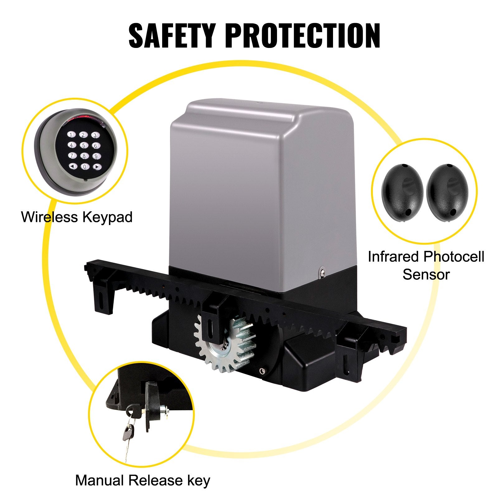 Sliding Gate Opener Automatic Sliding Gate 1800 KG 4 Remote & APP Control V952-CKKMJ1800KG7MAPP1V3