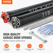 Garage Door Torsion Springs, Pair of 5.54 x 50.8 x 610 mm, 16000 Cycles, Garage Door Springs with Non-Slip V952-CKMDH0218X2X2TDCCV0
