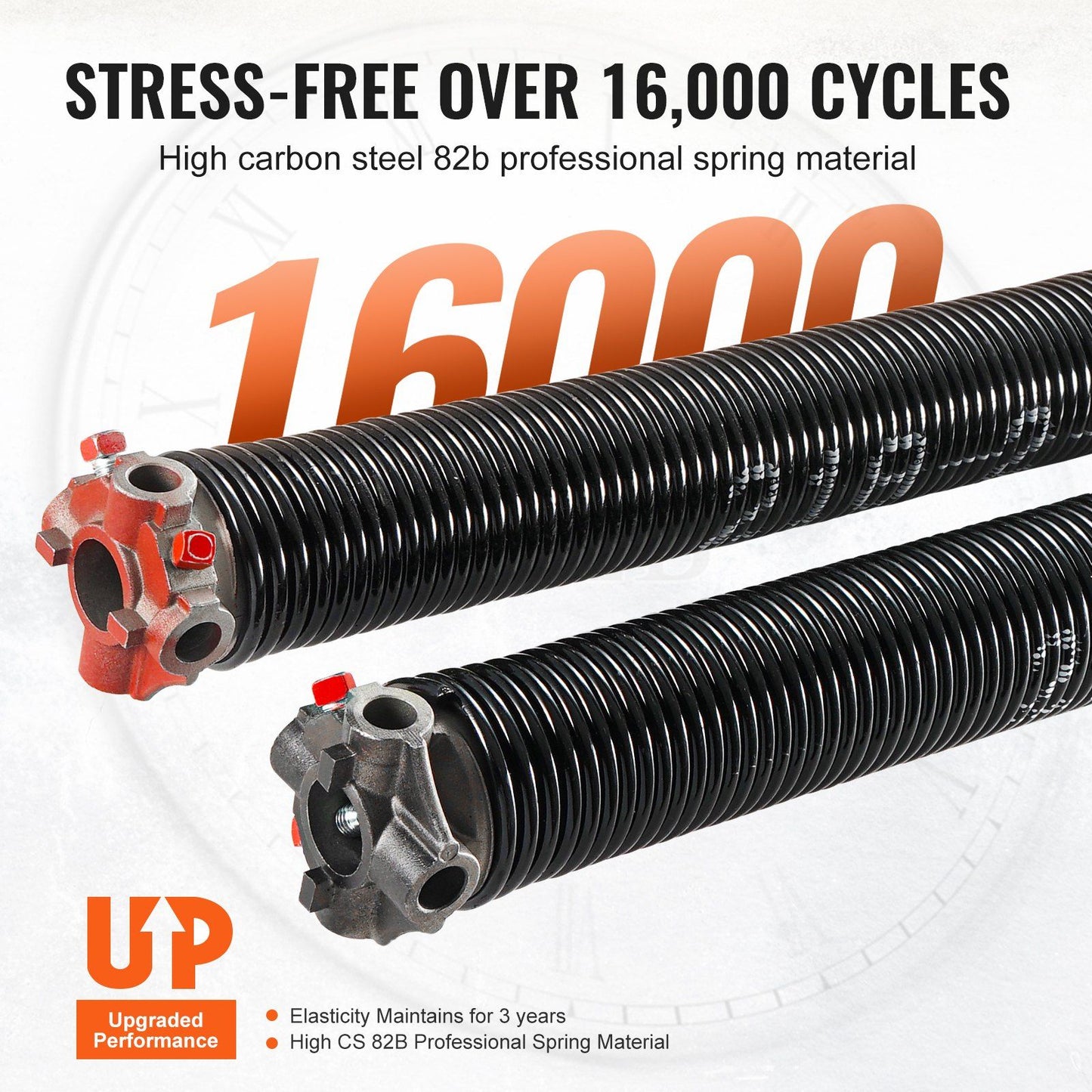 Garage Door Torsion Springs, Pair of 5.54 x 50.8 x 610 mm, 16000 Cycles, Garage Door Springs with Non-Slip V952-CKMDH0218X2X2TDCCV0