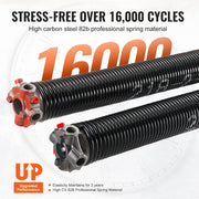 Garage Door Torsion Springs, Pair of 5.54 x 50.8 x 610 mm, 16000 Cycles, Garage Door Springs with Non-Slip V952-CKMDH0218X2X2TDCCV0