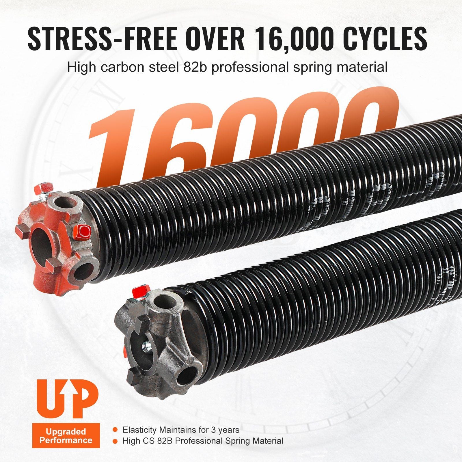 Garage Door Torsion Springs, Pair of 5.54 x 50.8 x 610 mm, 16000 Cycles, Garage Door Springs with Non-Slip V952-CKMDH0218X2X2TDCCV0