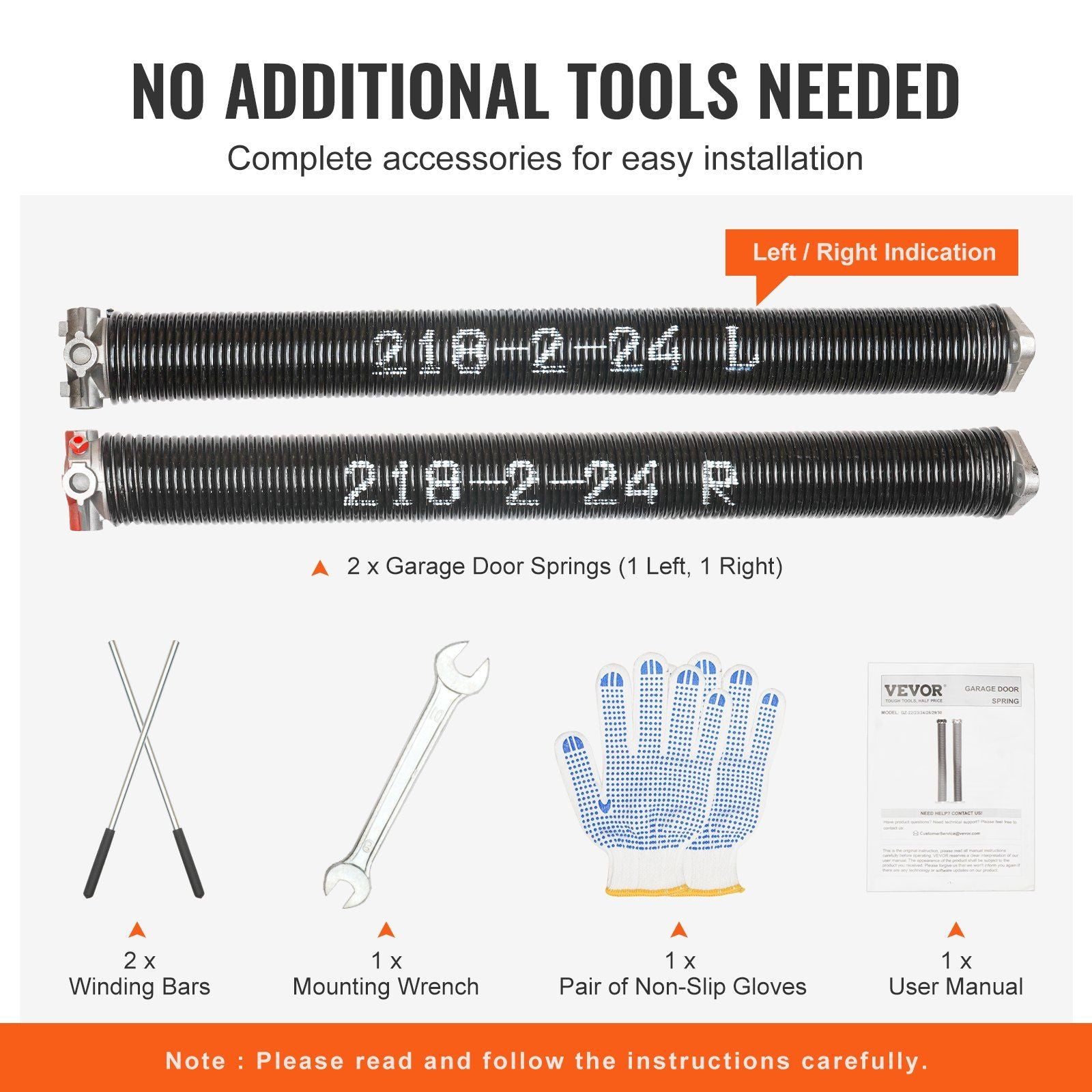 Garage Door Torsion Springs, Pair of 5.54 x 50.8 x 610 mm, 16000 Cycles, Garage Door Springs with Non-Slip V952-CKMDH0218X2X2TDCCV0