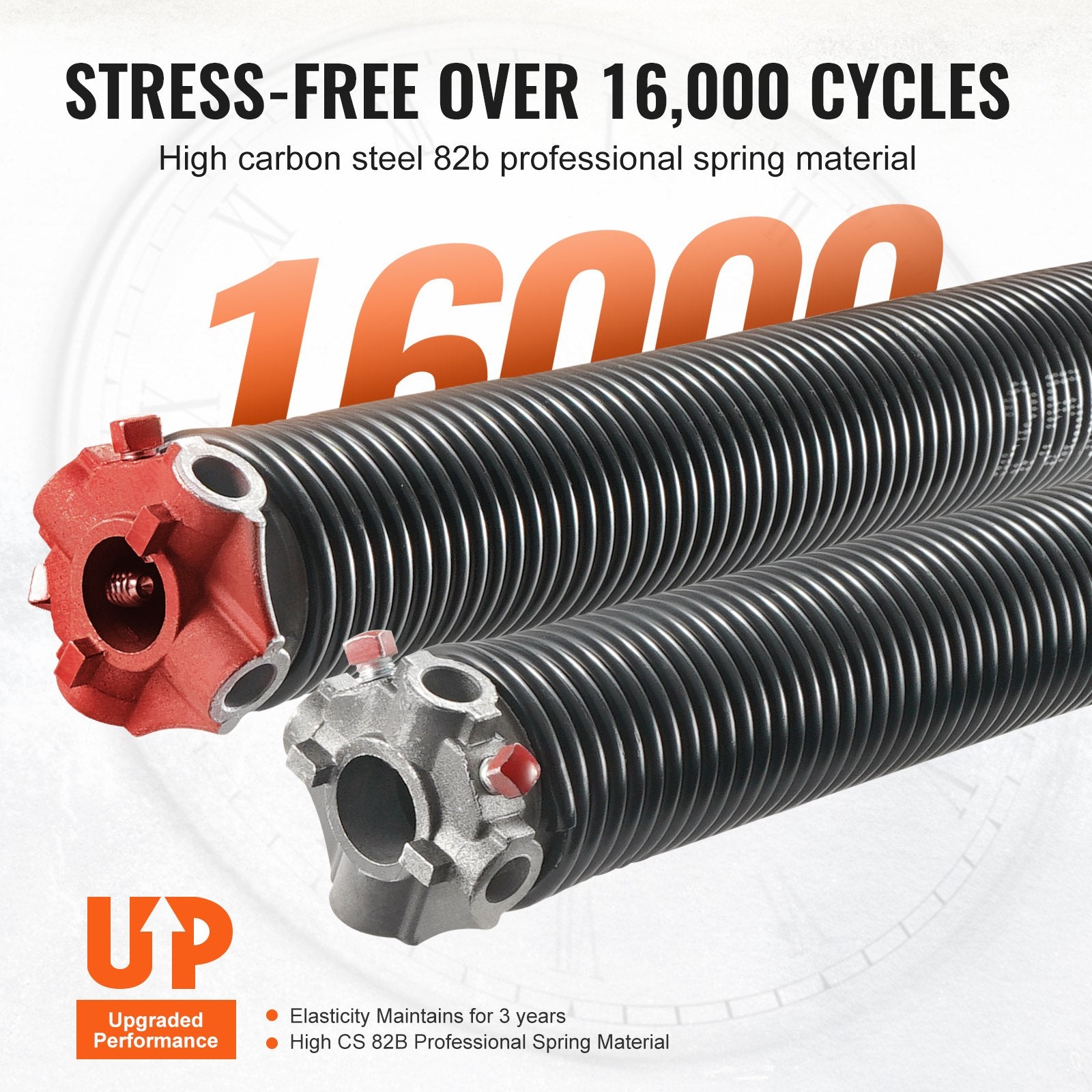 Garage Door Torsion Springs, 16000 Cycles, Pair of 0.25 x 2 x 30inch, Garage Door Springs with Non-Slip V952-CKMDH0250X2XGEHH7V0