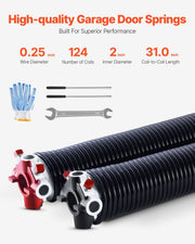Garage Door Torsion Springs, Pair of 6.35 x 50.8 x 787 mmn, 16000 Cycles, Electrophoresis Black Coated for V952-CKMDH0250X2XWA4D1V0