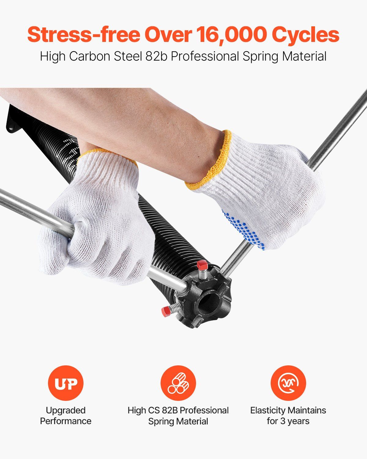 Garage Door Torsion Springs, Pair of 6.35 x 50.8 x 787 mmn, 16000 Cycles, Electrophoresis Black Coated for V952-CKMDH0250X2XWA4D1V0