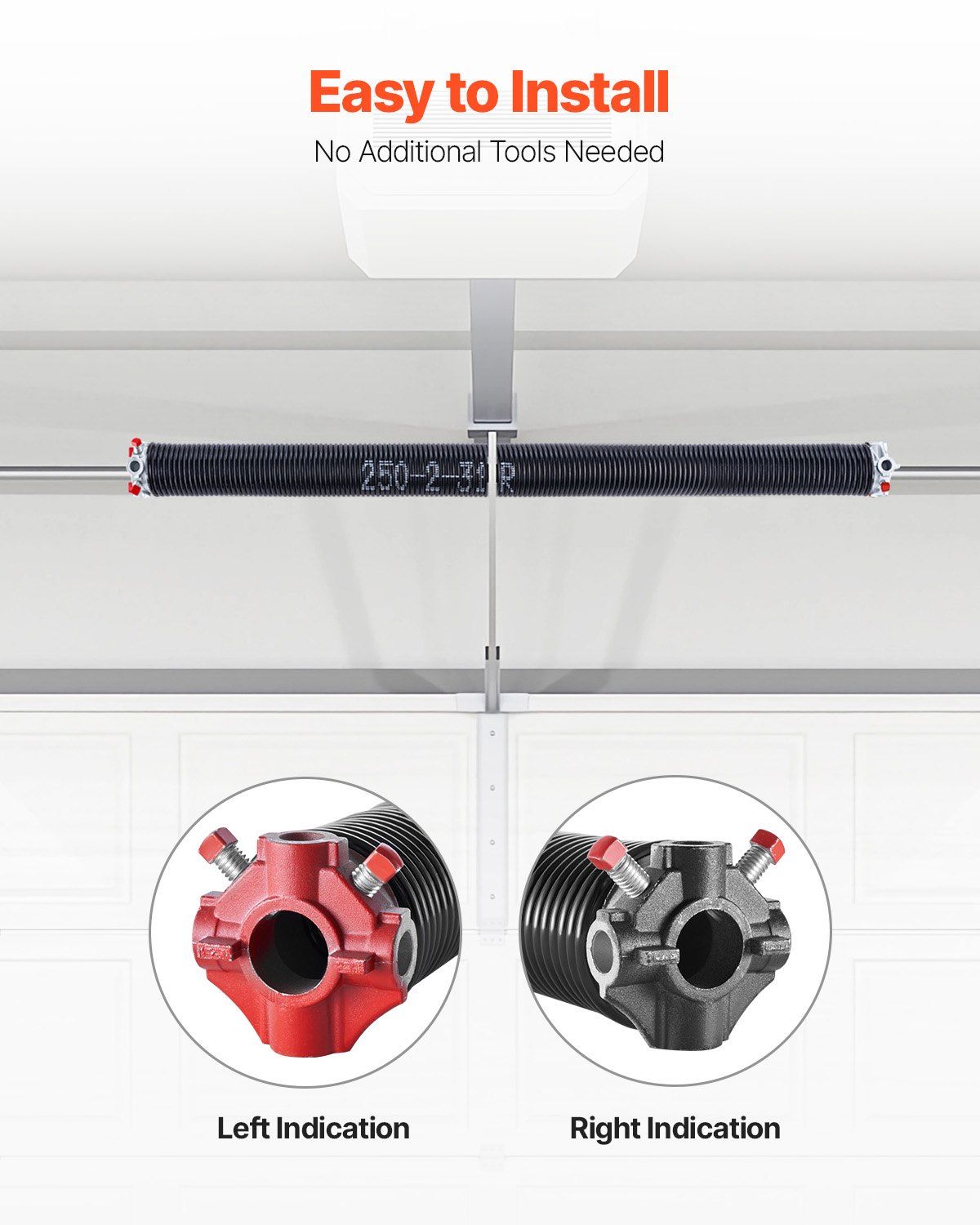 Garage Door Torsion Springs, Pair of 6.35 x 50.8 x 787 mmn, 16000 Cycles, Electrophoresis Black Coated for V952-CKMDH0250X2XWA4D1V0